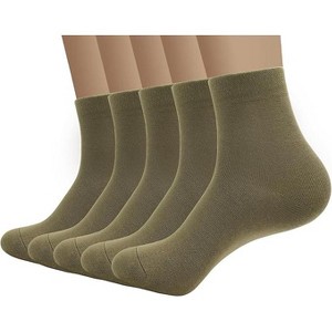 SERISIMPLE Men Viscose Bamboo Quarter Thin Ankle High Breathable Comfort Cool Soft Quarter Ankle Socks Grey Large 5 Pairs - 1 of 4