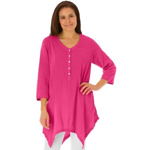 Woman Within Plus Size Handkerchief Hem Henley Tunic - 1 of 4