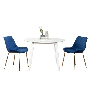 NicBex Round Dining Table Set Morden Kitchen Table for 2 with MDF Tabletop and 2 Velvet Chairs for Home Office - 1 of 4