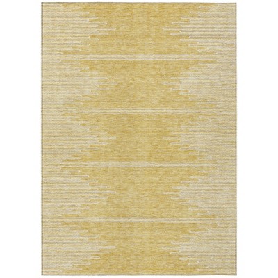 Gold And Ivory Abstract Washable Indoor Outdoor Area Rug