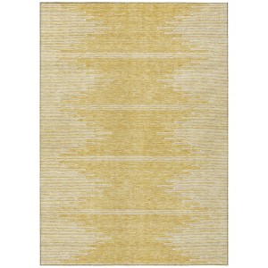 Gold And Ivory Abstract Washable Indoor Outdoor Area Rug - 1 of 4