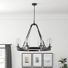 8-Light Black Wagon Wheel Chandelier with Clear Glass Shades for Dining Room or Foyer Lighting - 4 of 4