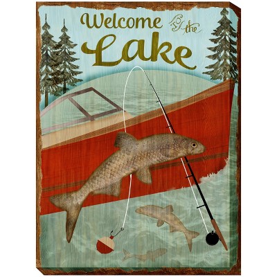 Cottage Garden West of The Wind Welcome Lake Green, Red, Brown 30 x 40 Inch Waterproof Gallery Wrapped Canvas, Outdoor Garden, Yard, Patio All Weather