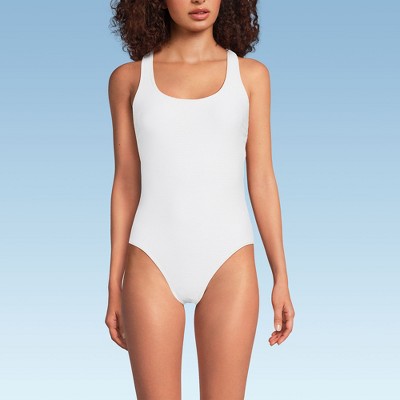 Lands' End Women's Chlorine Resistant Scoop Neck X-Back High Leg Soft Cup Tugless Sporty One Piece Swimsuit