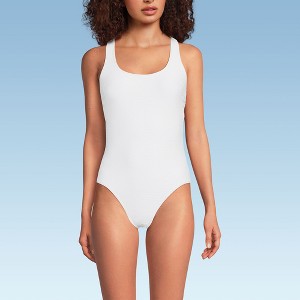 Lands' End Women's Chlorine Resistant Scoop Neck X-Back High Leg Soft Cup Tugless Sporty One Piece Swimsuit - 1 of 4