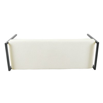 Cream Sherpa Upholstered Metal Bedroom Bench
