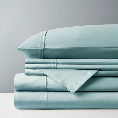 King Aqua Cotton Blend Sateen Sheet Set with 800 Thread Count