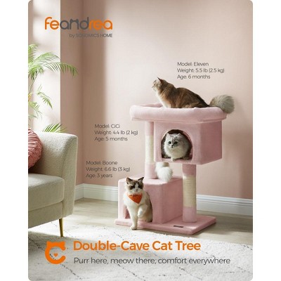 Jelly Pink Sisal Cat Tree Tower with Dual Caves
