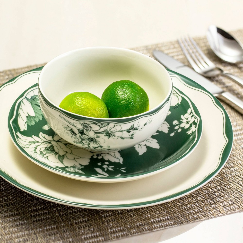 Photos - Glass 12pc Brittany Dinnerware Set Green - 222 Fifth