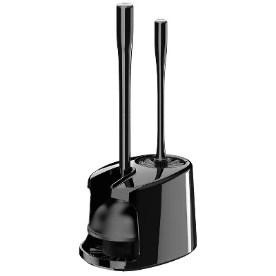 LunaLulinlk Toilet Plunger and Toilet Brush Set with Holder, Bathroom Cleaning, Black, 1 Set, Suitable for Adults