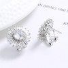 Simulated Diamond Brilliant and Emerald Cut Double Halo Stud Earrings in 14K White Gold - 2 of 4