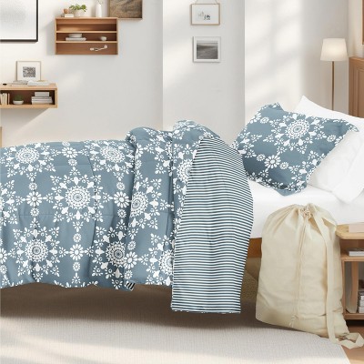8PC Campus Ready Dorm TwinXL Bedding Bundle, Patterned Comforter Set, Solid Sheet Set, Pillows and Laundry Bag - Becky Cameron