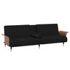 vidaXL Modern Black Velvet Sofa Bed with Cup Holders, Durable Plywood and Metal Frame, Foam-Filled for Comfort, Compliant with Prop 65 - 4 of 4