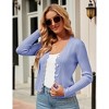 Women's V Neck Lightweight Knit Cardigan with Long Sleeves and Front Button Down Elegant Shrugs for Dresses,Blue - 2XL - 4 of 4