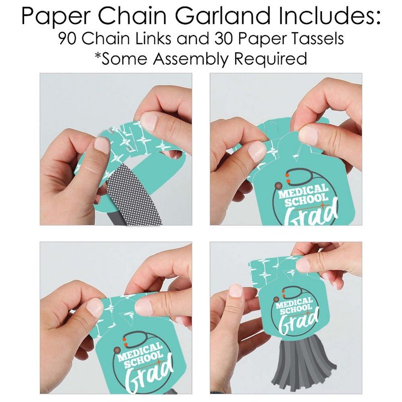 Big Dot of Happiness Medical School Grad - 90 Chain Links and 30 Paper Tassels Decor Kit- Doctor Graduation Party Paper Chains Garland - 21 feet, 4 of 8