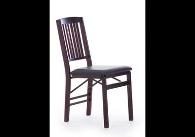 Espresso Finish Mission Back Faux Leather Folding Chair Set