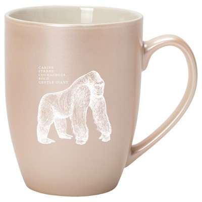 Elanze Designs 10 Ounce Ceramic Decorative Laser Engraved Giftable Novelty Tea Coffee Cup Mug Precious Pearl Gorilla Caring Strong Courageous Bold