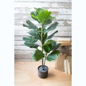 Artificial Potted Fiddle Leaf Fig in Black Pot – 38" Decorative Faux Plant by Kalalou - 1 of 3