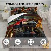 Acoinel 3 Pcs Monster Truck Lightwight Ultra Soft Comforter Set with 2 Pillowcases, FULL, Brown - 3 of 4