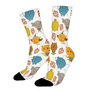 Cute Animal Freinds Women Printed Crew Socks Funny Funky Socks Soft Polyester Novelty Gifts for Artists Men - 1 of 1