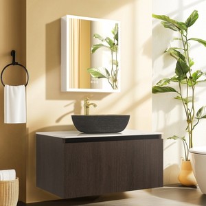 40'' Wall Mounted Bathroom Vanity Cabinet w/ Sink Faucet Floating Storage - 1 of 4