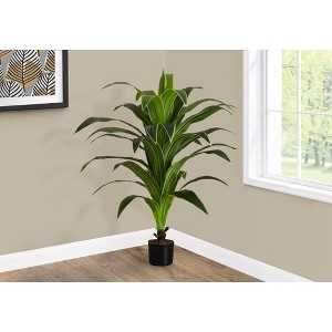 Monarch Specialties Artificial Plant 47 inch Tall Dracaena Tree Indoor Faux Fake Floor Greenery Potted Real Touch Decorative Green Leaves Black Pot - 1 of 4