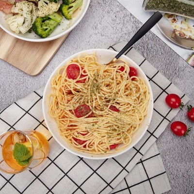 White Ceramic 22 Ounce Pasta and Salad Bowls Set of 6