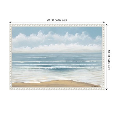 Smooth Beach Waves Nautical Canvas Print with Beaded Frame
