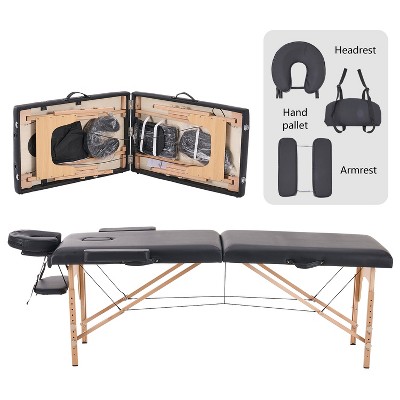 YOUNIKE 2 Folding Massage Table Lash Bed 23.6 Inches Width Wooden Portable Massage Bed with Armrests Esthetician Spa Tattoo Table