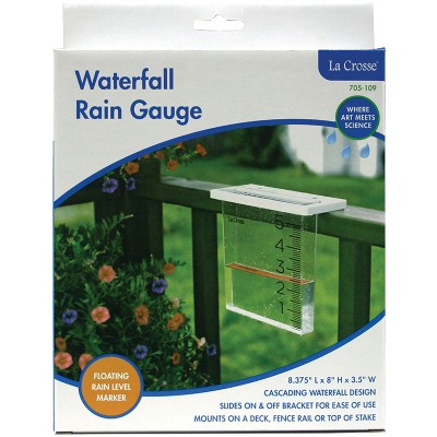 Clear Plastic Waterfall Rain Gauge with Red Marker