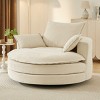 57.5" Oversized Corduroy Swivel Barrel Chair with Dual-Layer Cushion and 3 Pillows for Living Room Bedroom-Baofuwish - 2 of 4