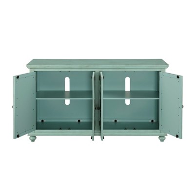 Elegant Mint Trellis 63" Transitional TV Stand with Cabinet Storage
