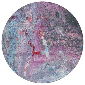 Sky Blue And Purple Abstract Washable Indoor Outdoor Area Rug - 1 of 4