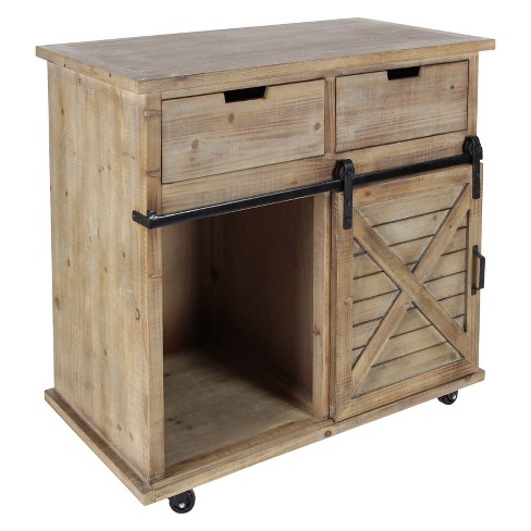 Wood Metal Storage Cabinet 2 Drawers 2 Doors Brown Olivia May