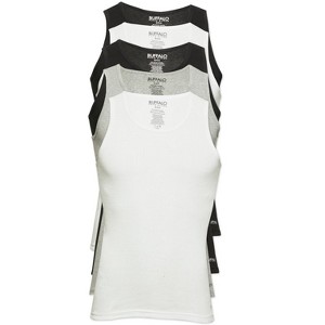 Buffalo Men’s Ribbed A-Shirts 5-Pack – Classic Fit Cotton Tank Tops, Moisture-Wicking, White Undershirts - 1 of 4