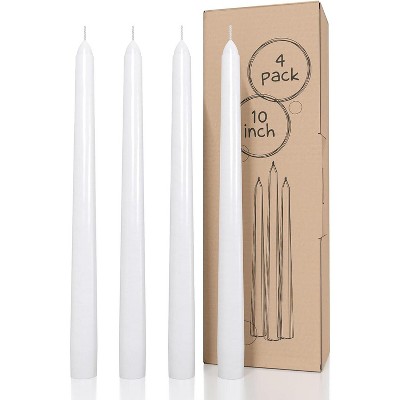 10 inch Taper Candles Set of 4 - Dripless Taper Candles and Unscented Candlesticks - Perfect as Dinner Candles and Household Candles
