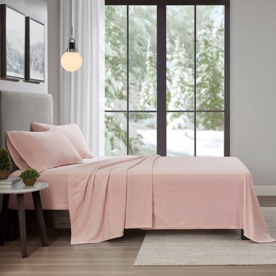 California King Blush Microfiber Fleece Sheet Set