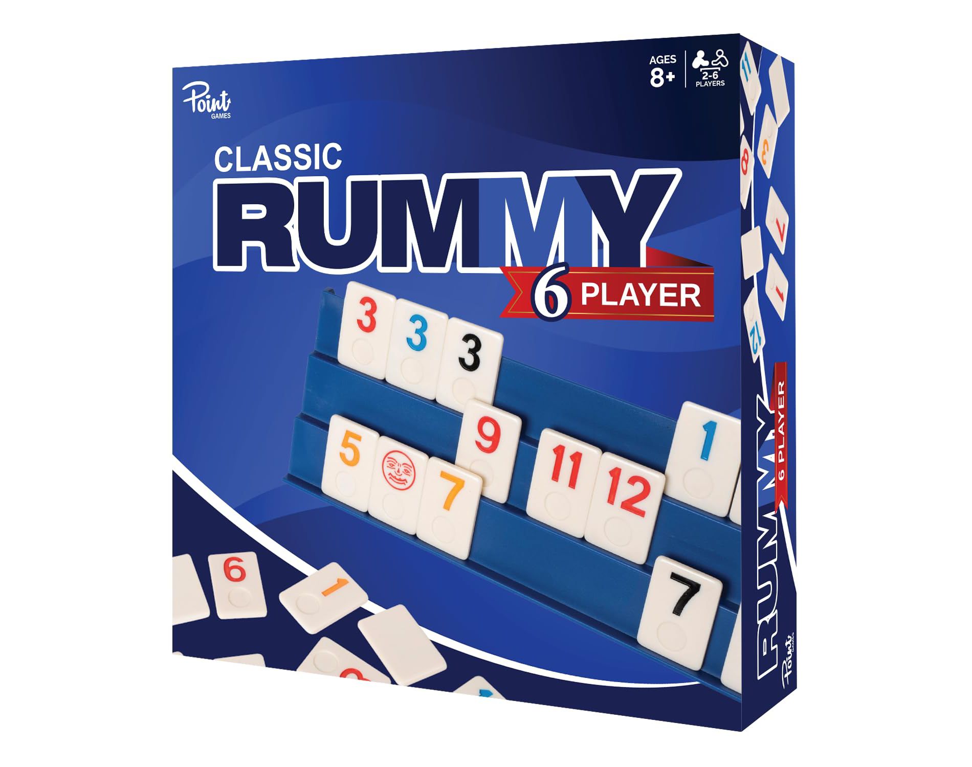Point Games Rummy Cube 6 Player Edition Set - Classic Family Game, Ages 8+ with More Tiles, Six Racks - Ideal for Kids, Adults & Family Game Night