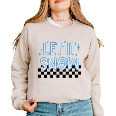 Simply Sage Market Let It Snow Checkered Sweatshirt - XL - Dust