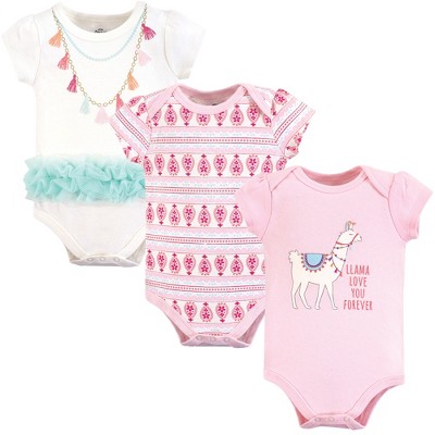 Little Treasure Baby Girl Cotton Bodysuits 3pk, Llama, 9-12 Months