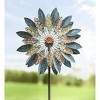 Wind & Weather Metal Wind Spinner with Patina-Like Blue, Golden and Bronze-Colored Leaves with Intricate Filigree Cutouts - 2 of 4