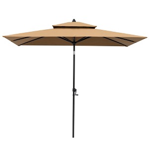 Pellebant 10 x 6.5 FT Rectangular Double Top Patio Market Umbrella with Tilt & Crank - 1 of 4