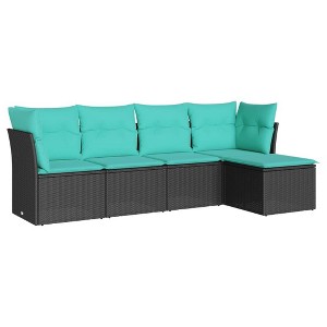 vidaXL Garden Sofa Set Black, Blue - 1 of 4