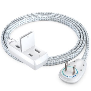 Maximm Cable 360 Degree Rotating Flat Plug Extension Cord 16 AWG 3-Outlet, 2 Prong with Safety Cover - UL Certified - 1 of 4
