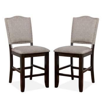 Set of 2 Rostock Contemporary Upholstered Counter Height Barstools Dark Walnut - HOMES: Inside + Out
