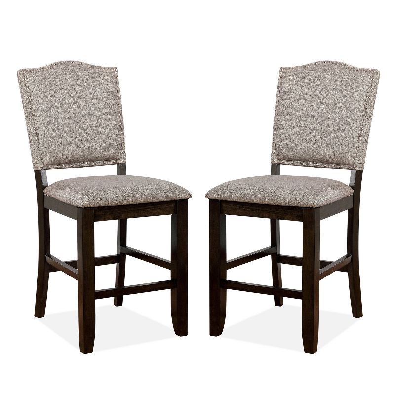 Set of 2 Rostock Contemporary Upholstered Counter Height Barstools Dark Walnut - HOMES: Inside + Out, 1 of 5
