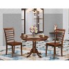 3-Piece Mahogany Finish Solid Wood Top - Round Dining Room Set - Seats 4 - 2 of 4