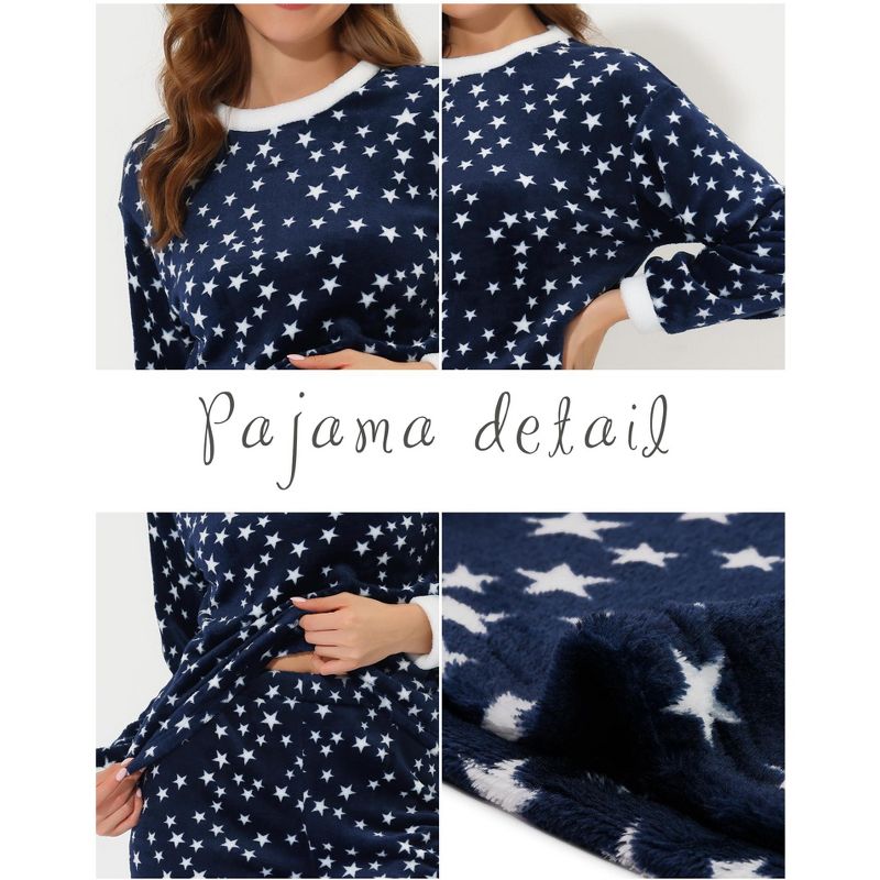 cheibear Womens Flannel Pajama Sets Winter Cute Printed Long Sleeve Nightwear Lounge Sleepwear, 4 of 6