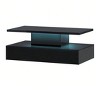 black- Modern LED Coffee Table With Drawer, White Glossy Coffee Table With 16 Colors LED Lights, Rectangle Center Table With Open Shelf For Living R - 4 of 4