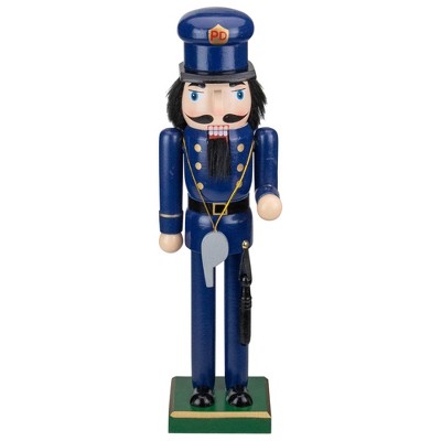 Northlight 14" Blue and Black Wooden Police Officer Christmas Nutcracker